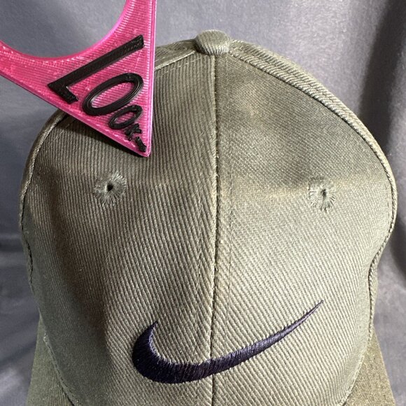 Vintage Nike Snapback Hat Olive Green Black Swoosh 90s Taiwan Adjustable Cap HTF - Picture 2 of 16